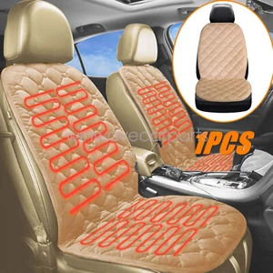 Universal Heated Seat Cover Warmer Heating Pad 12V Beige For All Cars SUV Trucks - Picture 1 of 19