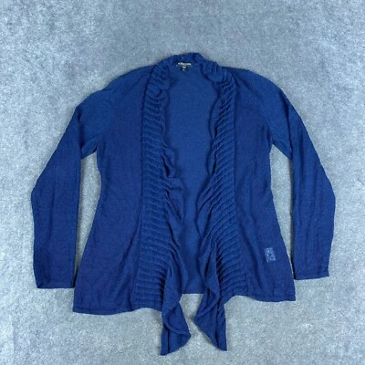 Eileen Fisher Sweater Womens Petite Large Blue Linen Blend Cardigan Long Sleeve - Image 1 of 4