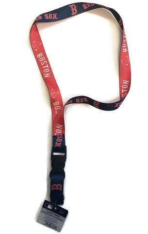 Boston Red Sox Lanyard Key Chain w/Detachable Buckle 22" L X 1" W Red Blue Cover
