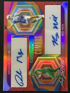 2023 Leaf Vivid Drake Maye Bo Nix Colorful Combos Red Prismatic Auto /8 Top QBs!