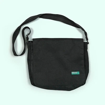 BENETTON Y2K School-bag Black Nylon Bag United Colors of Benetton Shoulder Strap - Image 1 of 4