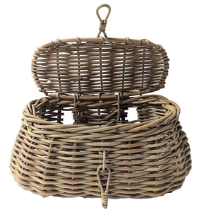 Vintage geflochtener Forellengatter Rattan Weidenkorb Fliegenfischen Bach See 16" x 7" - Bild 1 von 22