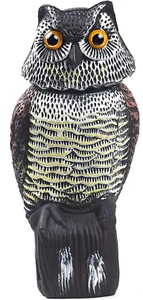 Owl Decoys to Scare Birds Away with Rotating Head,Natural Enemy Bird Deterrent R - Picture 1 of 12