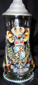 Vintage Zinn Deckel GLAS 1/2 L Bierstein #55 Adler Wappen - Bild 1 von 4