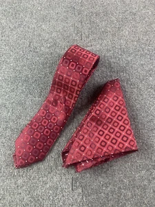 Park Avenue Mens 100% Micro Fibre Neck Tie And Handkerchief Set Burgundy - Picture 1 of 4