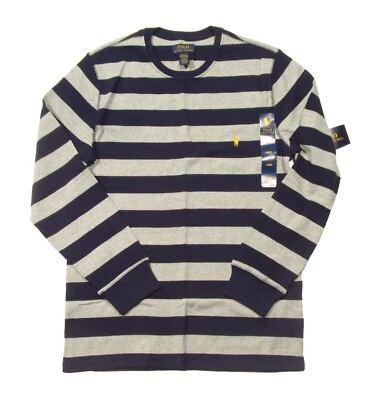 Polo Ralph Lauren Men's Gray/Navy Stripe Waffle Knit Thermal Crew-Neck T-Shirt - Image 1 of 3