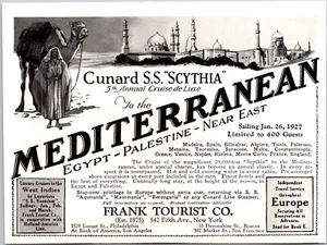 PRINT AD 1926 Cunard SS Scythia 5th Annual Cruise Deluxe to Mediterranean Frank - Bild 1 von 3