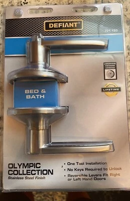 Defiant Olympic Collection Stainless Steel  Bed And Bath Lever Door Handle NIP - Image 1 of 4