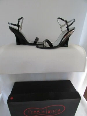 sandales compensées free lance cuir verni noir 37 - Photo 1/4