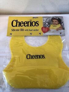 Cheerios Ceral Baby Infant Bright Yellow Silicone Bib with Food Catcher - NEW!