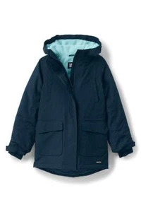 LANDS' END Girl's Plus S(7.5-8.5) Navy Waterproof Squall Parka NWT $113 - Picture 1 of 6