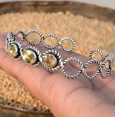 Hermoso brazalete de plata de ley 925 con piedras preciosas de citrino facetadas-xc45 Foto 1 de 4