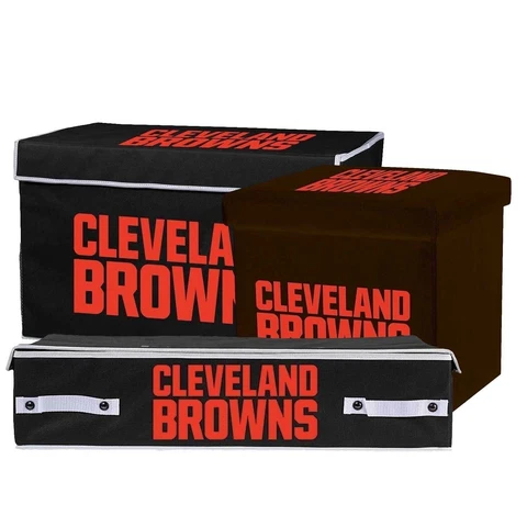 Cleveland Browns NFL Collapsible Footlocker, Ottoman & Under the Bed Bin Cover