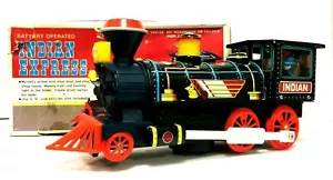 VINTAGE BATTERIEBETRIEBENER MYSTERY ACTION INDISCHE EXPRESSLOKOMOTIVE BLECHZUG - Bild 1 von 10