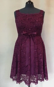 BeryLove Womens Grape Floral Lace Bridesmaid Short Prom Cocktail Party Dress S,L - Picture 1 of 5