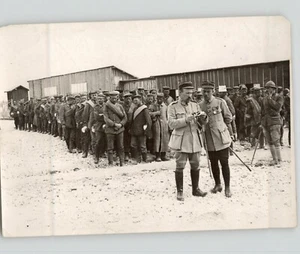 GERMAN Troops Lined Behind Officers Military WWI 1914-18 Press Photo - Picture 1 of 2