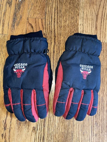Vintage NBA Basketball Chicago Bulls Winter Gloves Thinsulate Insulation Warm Cover
