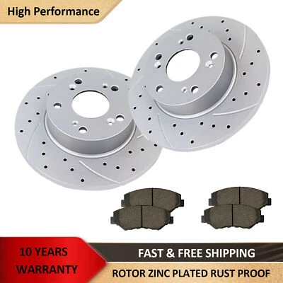 Rotores traseros ranurados pastillas de freno cerámicas para Honda Civic 2006-2011 kit de discos Foto 1 de 4