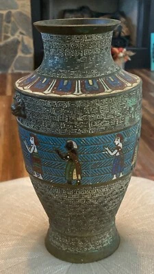 Antique 19th Century Chinese Bronze Vase with Egyptian Design - Image 1 of 4