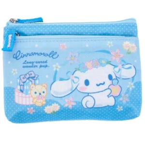 Sanrio Cinnaoroll 2 cremalleras Bolsa Cambio Monedas Cartera Portatarjetas Bolso Billetera Estuche - Imagen 1 de 3