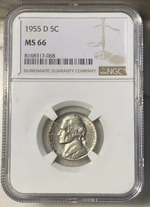 🔥 1955 D Jefferson Nickel 5c NGC MS66 🔥 - Picture 1 of 2