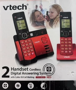 VTech - CS65129-26 Cordless Phone System w/2 Handsets and Answering System Red - Zdjęcie 1 z 3