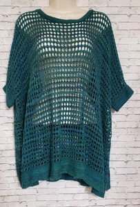 Maglione donna uncinetto tessuto aperto Teal New Directions taglia S/M Boho Festival  - Foto 1 di 12