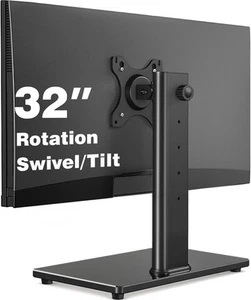 Single Monitor Stand VESA Mount for 13-32 Inch Screens, Free-Standing Black  - Afbeelding 1 van 8