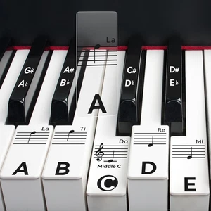 2 Sheets Piano Keyboard Stickers for 88/76/61/54/49 Keys, Transparent and Remova - Picture 1 of 12