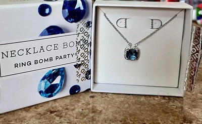 Bomb Party RETRO RBP2705 Rich Blue Topaz And White Topaz Necklace NIB - Image 1 of 3
