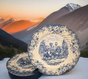 Juego de 4 platos de cena Johnson Bros Blue Coaching Scenes 10" W azul cobalto - Imagen 1 de 10