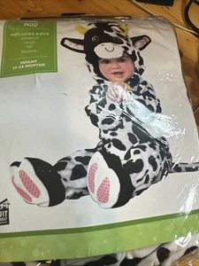 Child’s 12 - 24 Months Costume Baby Mini Moo 5 Piece Black & White Dress Up - Picture 1 of 12