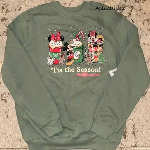 2025 Disney Parks Christmas Tis The Season Green Sweatshirt Adult Sizes NWT! - Picture 1 of 3