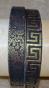 Dressy flat fitted headband in black with gold metallic..greek key & lace