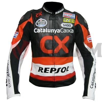 CX Repsol Men Motorbike Racing Leather Jacket Available in All Sizes - Image 1 of 4