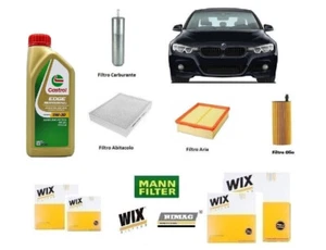 Kit Filtri Tagliando per BMW 3 F30 F31 316d 320d + 6 Litri Olio Castrol 5W30 - Zdjęcie 1 z 1