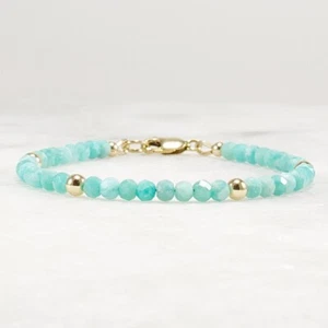 Amazonite Bracelet, 14k Gold Filled or 14k Rose Gold Filled or vSterling Silver - Picture 1 of 8