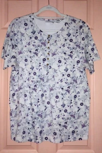 Fashion Bug Floral 14/16W Polyester - Cotton Short Sleeve Blouse - Picture 1 of 4