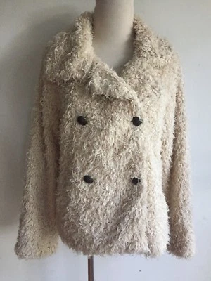 Chaqueta polar RACHEL RACHEL ROY doble botonadura imitación piel de oveja marfil talla 8 Foto 1 de 4