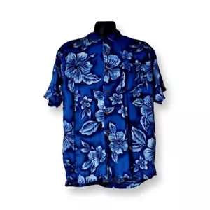 Steve & Barry's Classic Hawaiian Men's Shirt Blue on Blue Easy Care Size XL Nice - Picture 1 of 4