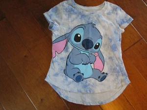 Disney T-Shirt Cute  Lilo & Stitch Girls Size 10/12  Blue Tie Dye Longer in Back - Picture 1 of 2