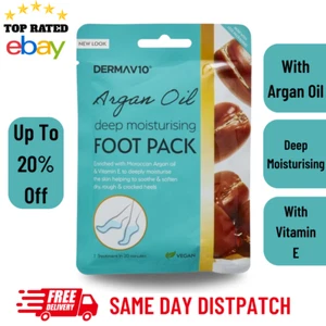 Derma V10 Deep Moisturising Foot Pack with Argan Oil Vitamin E For Cracked Heels - Picture 1 of 6