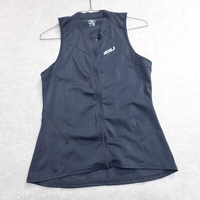 Camiseta de ciclismo feminina 2XU XL preta com zíper completo triatlo - Imagem 1 de 4