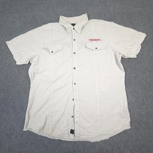Harley Davidson Shirt Mens 2XLARGE White Striped Short Sleeve Button Up Size 2XL - Picture 1 of 12