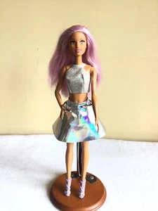 2015 You Can Be Anything Pop Star Barbie Mattel Purple Hair Fashion Doll 12"H - Picture 1 of 7
