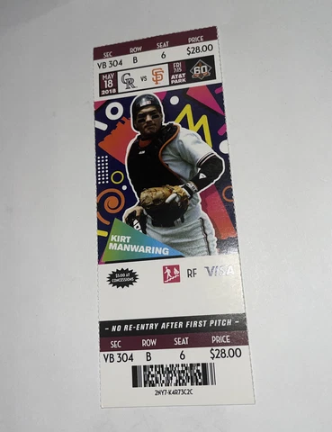 San Francisco Giants Vs Colorado Rockies Game day ticket Stub. 2018 Cover