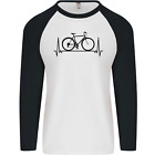 Cyclisme Coeur Battre Vélo Bicyclette Cycliste Ecg Mens L/S Baseball T-Shirt