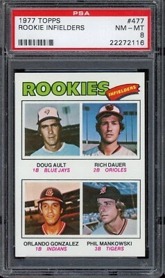 1977 Topps Baseball #477 Rookie Infielders PSA 8 - Image 1 of 2