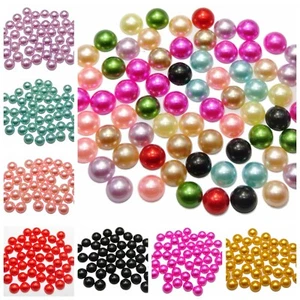 200 Pcs Acrylic Half Pearl Flatback Round Cabachons Bead 10mm Scrapbook Craft - Picture 1 of 19