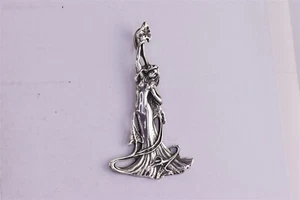 Vintage Sterling Silber 52mm x 30mm Repoussé weibliche Frau Efeu sexy 925 Anhänger - Bild 1 von 6